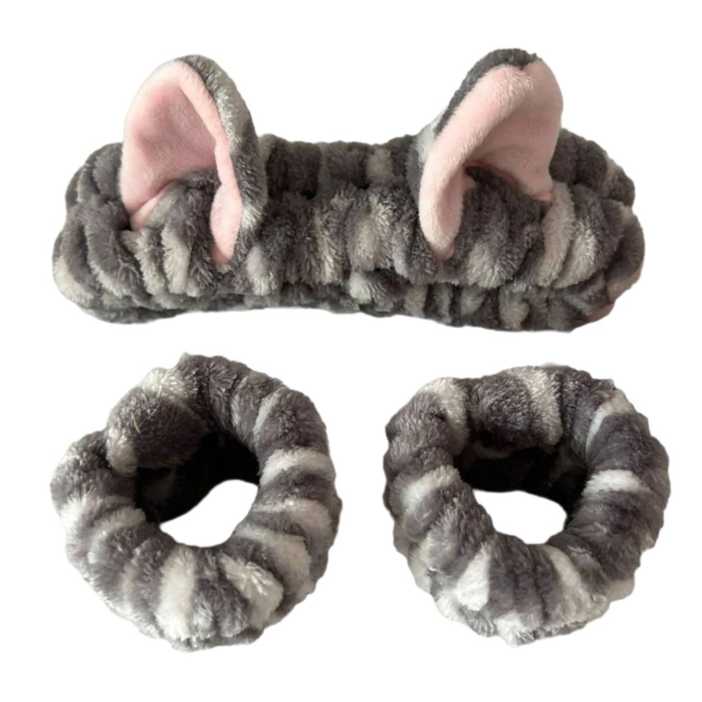 Popular Furry Plush Hairband and Wrist Wash Band for Female Everyday Use Face Washing Makeup Mask Application Headwear
