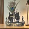 Krishna Hand with Flute & Peacock Feather Idol for Home Decor Gift, Office & Living Room, Peacock
