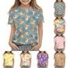 Kids Animal Print Crew Neck Short Sleeve Casual Loose Fit T Shirt Soft Lightweight Top for Boys and Girls Summer Wear
