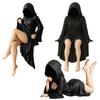 3D Mysteriöse Statue für Bücherregal Schwarzes Gewand Königin Figur Gotische Maskierte Frauen Sitzende Statue Zimmer Desktop Ornamente Skulptur