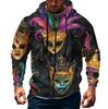 Men's Sports Casual Fleece Hoodie Carnival Print Hoodie Cardigan Zipper Multi-pocket Hoodie Coat