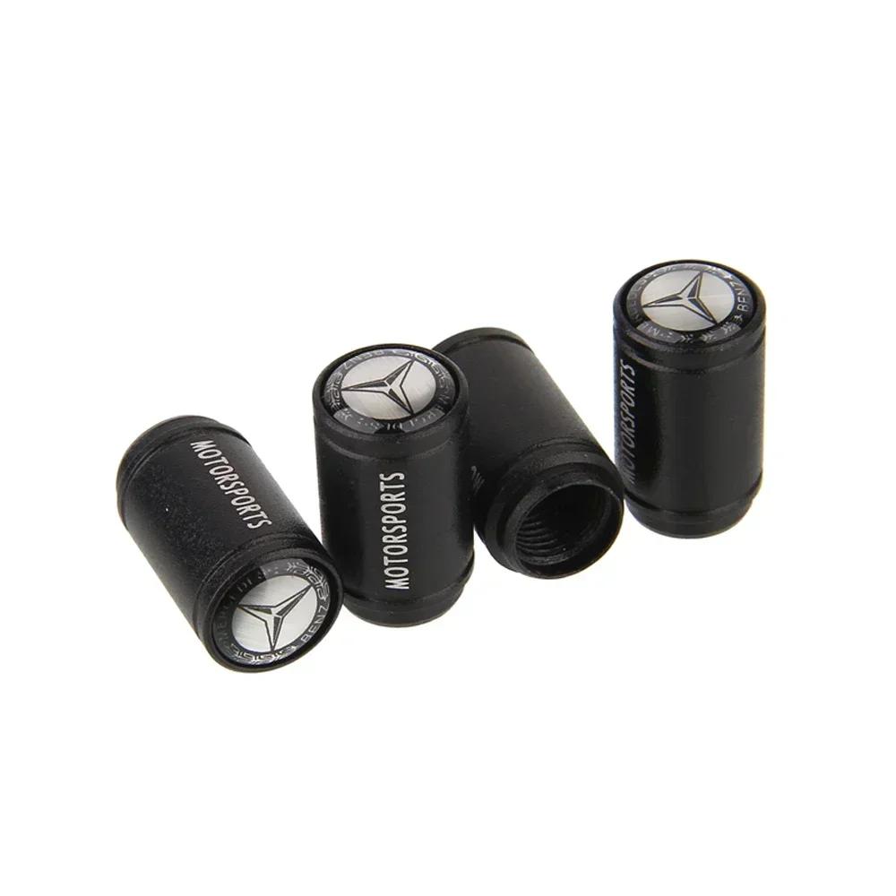 2025 Hot 4Pcs Matte Metal Car Wheel Tire Valve Caps For Mercedes Benz W210 W211 W212 W176 W164 C180 W222 CLK Air Nozzle Cover Ac