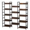 VEVOR Triple Metal Bookshelf, 14-Tier Industrial Bookshelf, Large Rustic Vintage Storage Bookcase with Open Shelves