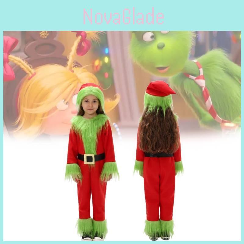 Adorable Christmas Grinch Costume For Kids In Soft Polyester For Festive Celebrations
