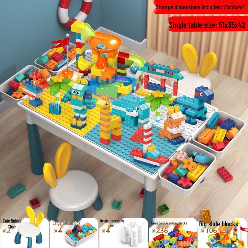 Large Particle Multifunctional Building Blocks Table for Early Education Games