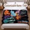 Music Guitar Theme Soft Blanket Personalized Custom Name Text Print Warm Blanket Home Sofa Bedroom Decor