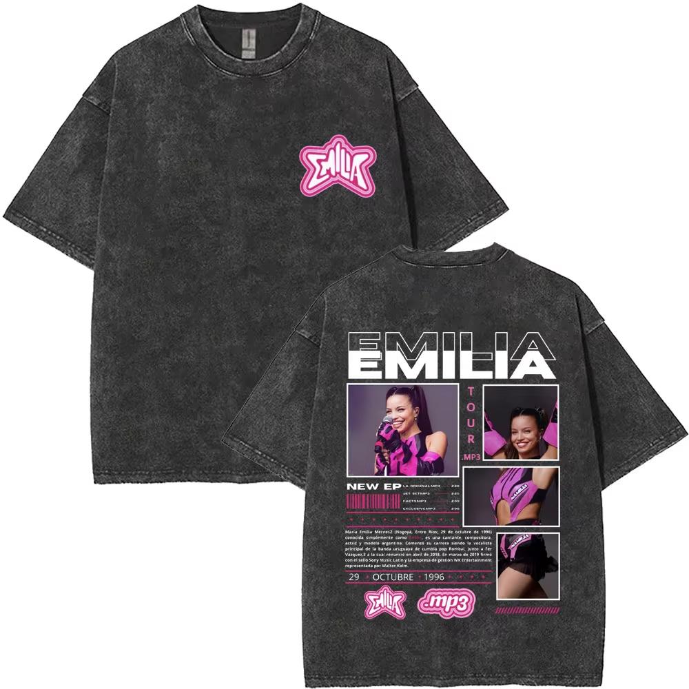 Emilia Mernes MP Tour Tshirts Men Women Fashion Washed Vintage T Shirts Short Sleeve Male Cotton Oversized T Shirt Streetwears