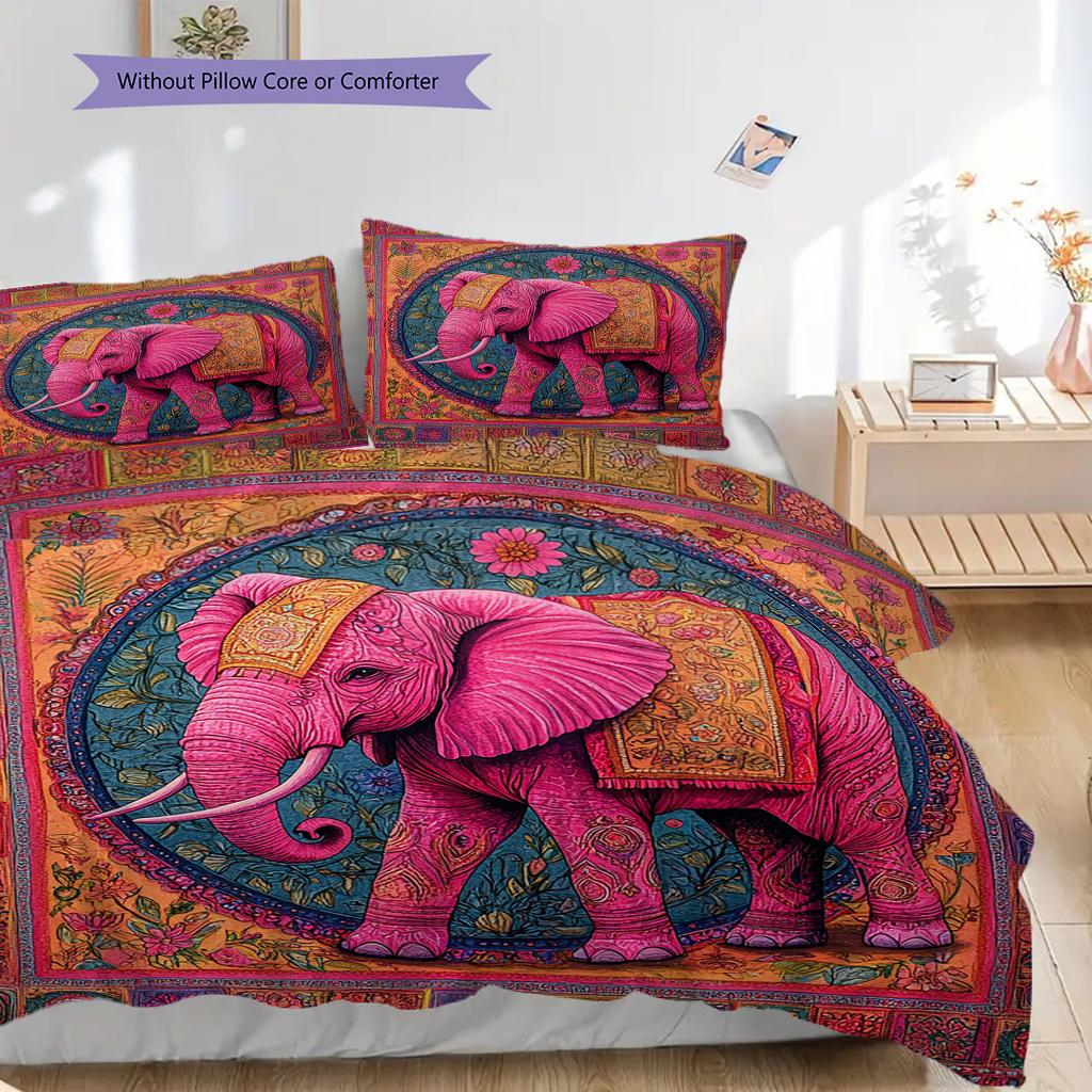 Set Copripiumino Trapuntato con Motivo di Elefanti Federa Decorazione per la Casa Regalo di Compleanno (1 * copripiumino + 2 * federa, senza nucleo)