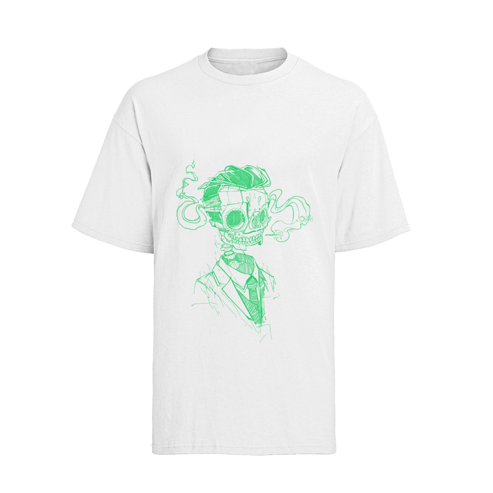Cyberpunk Neon Skull Suit T-Shirt Mens Womens Tees Top Mens S-XXXL L