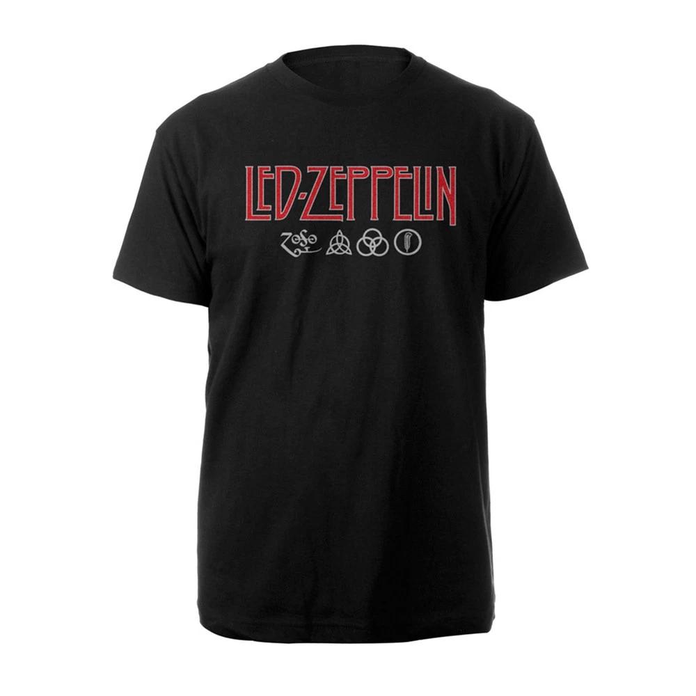 Men s Led Zeppelin Logo & Symbols T-shirt Small Black XXXXL
