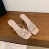 Summer Square Toe Women Gladiator Slippers Sexy Narrow Band Shoes High Heels Party Stripper Female Slides Zapatos De Mujer