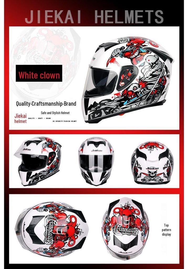 Jiekai Full Face Electric Motorcycle Helmet - Unisex, All-Season Racing Safety