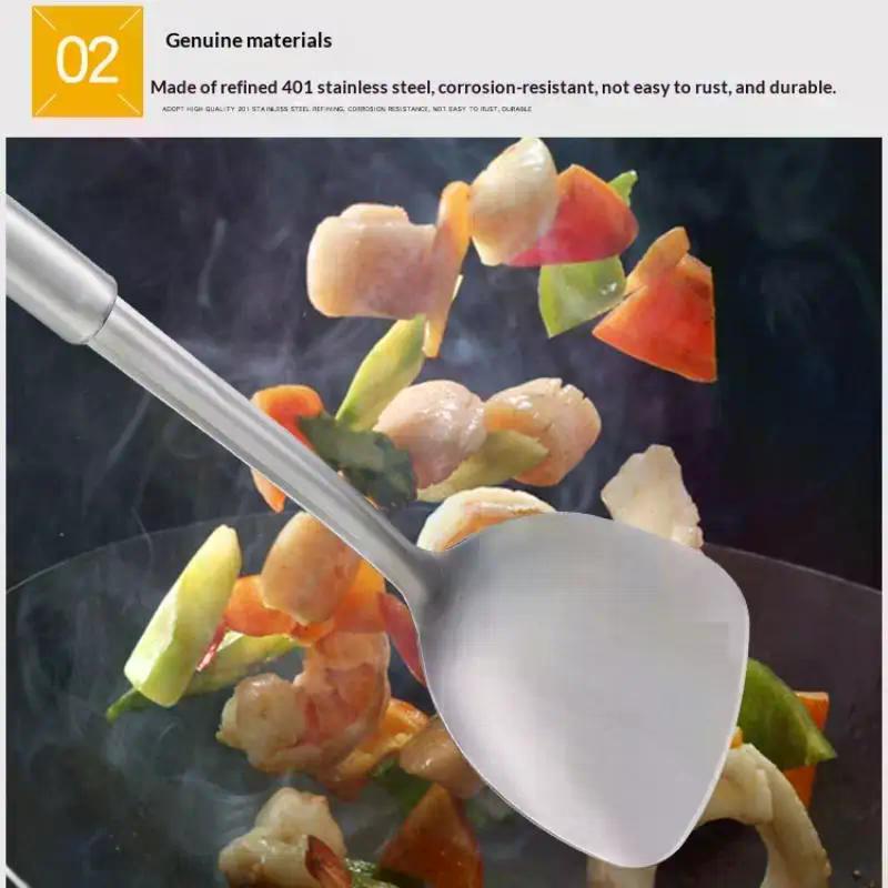 Durable Stainless Steel Frying Spatula Ladle Slotted Spoon Spatula Long Handle Kitchen Gadgets Kitchen Cooking Utensil