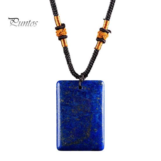 Hand Polished Stone Pendant Natural Crystal Necklace, Healing Energy Necklace with Adjustable Women Fake Jewelry Braided Rope, Gemstone for Men