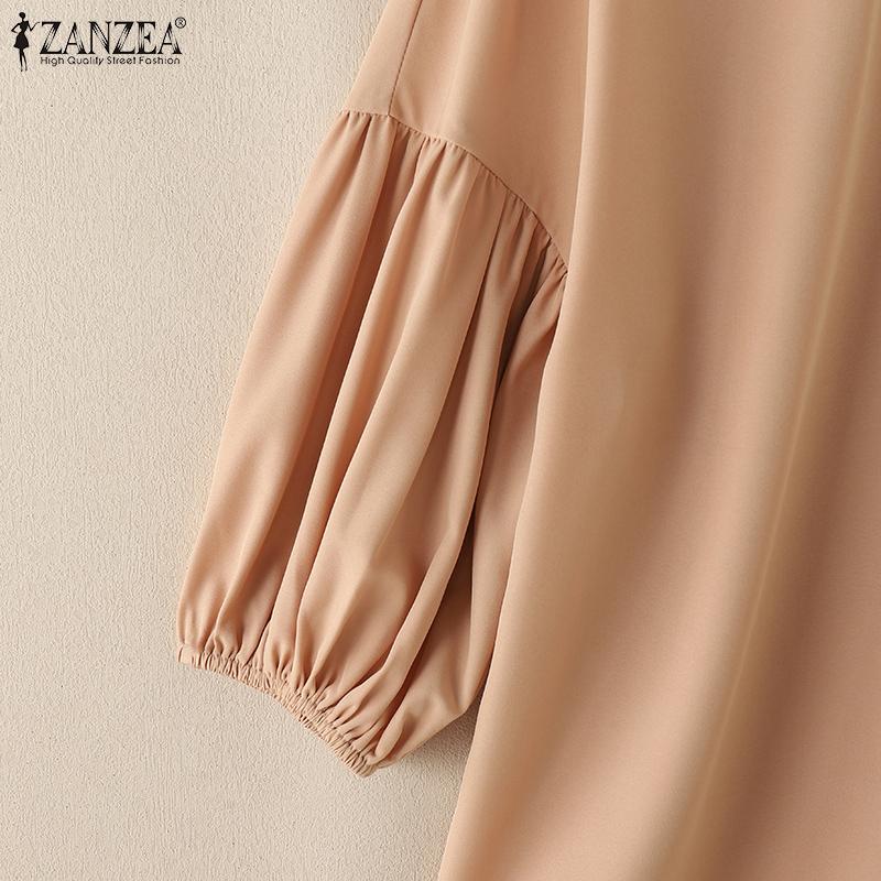 ZANZEA Bluză lejeră cu mâneci 3/4 pentru femei, cu gât rotund