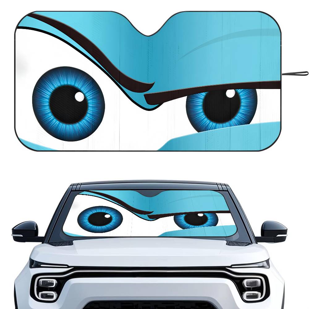 Cartoon Eyes Cute Car SunShade Windshield Foldable Three-layer Insulation Sunshade By Suction Cup Blocks UV Rays SunWindshield Sunshades 1