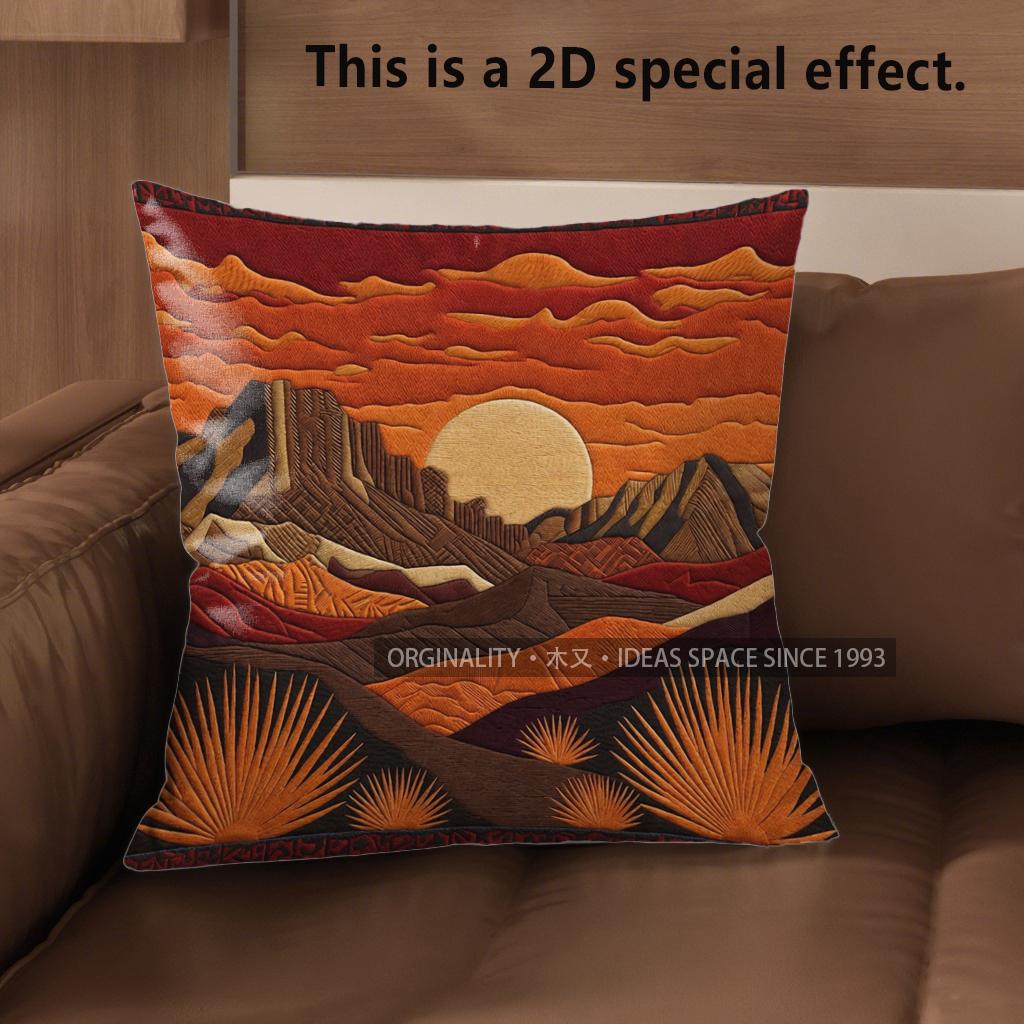 2D Southwestern Desert Sunset Boho Pillow Covers Pattern Cushion Cover Suitable For Sofa Bedroom Car Pillow Cover
