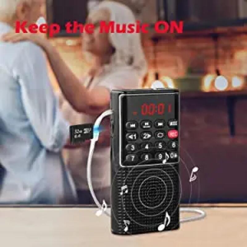 Mini Portable Pocket FM Radio Handheld MP3 Walkman with Recorder Rechargeable 500mAh Battery for Hiking Walking Camping