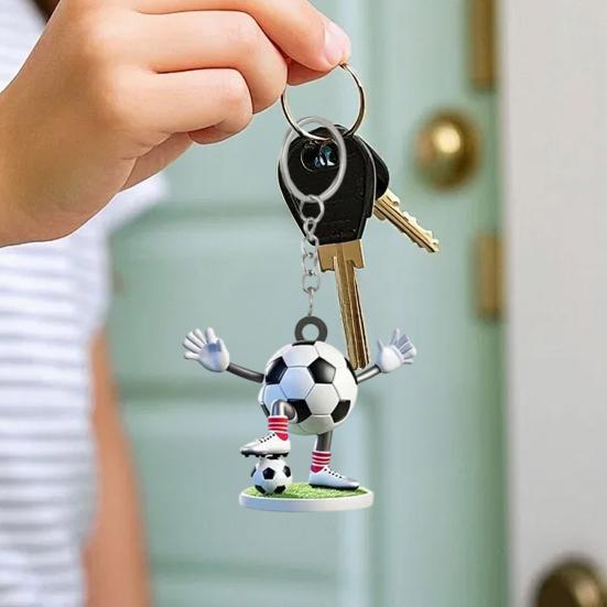 Nyckelring 2D Akryl Fotbollsberlock Nyckelring Bilinteriör Fint Hantverk Nyckelring Ryggsäckar Handväskor Bilar Plånböcker Tillbehör