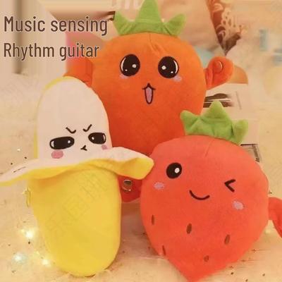 Cartoon Fruit Plush Piano Toy: Interactive Banana, Strawberry, and Carrot Doll for Babies