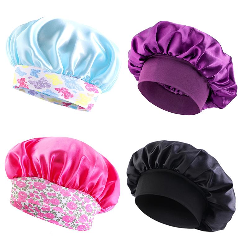 4 ks/šarže Dětská potištěná koupací čepice Dětský turban Africké děti Potisk Koupací čepice Spací čepice Kluci Dívky Noční spací čepice