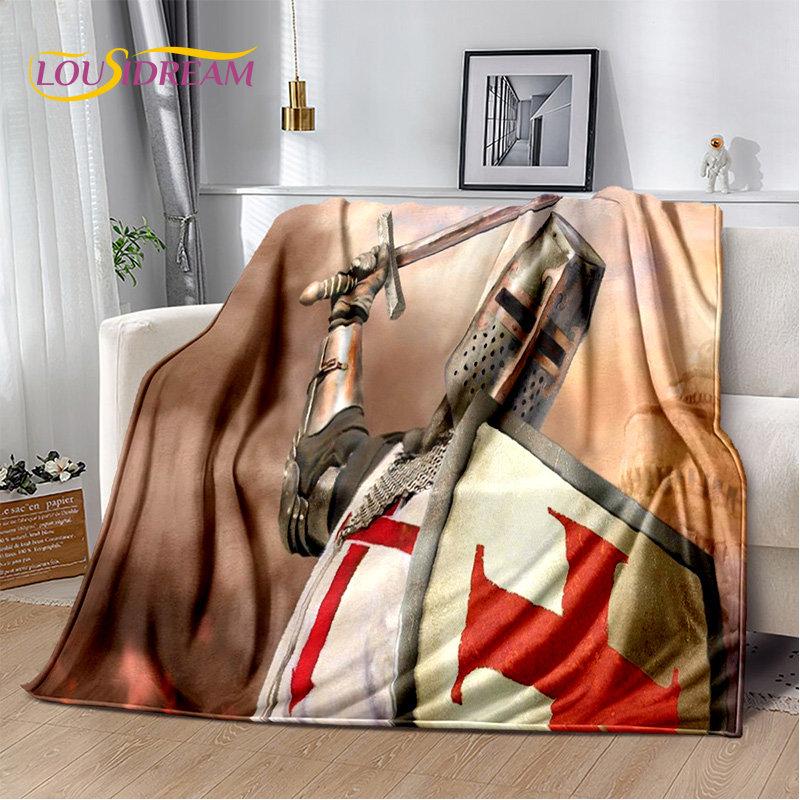 Cavalier Knight Templier Crusaders Joc pătură moale de pluș, pătură de flanel pătură pentru sufragerie dormitor pat canapea picnic