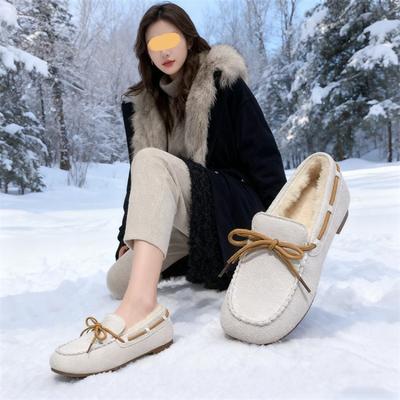 Nowe damskie buty z polarem, płaskie, wsuwane, grubo ocieplane bawełną, ciepłe