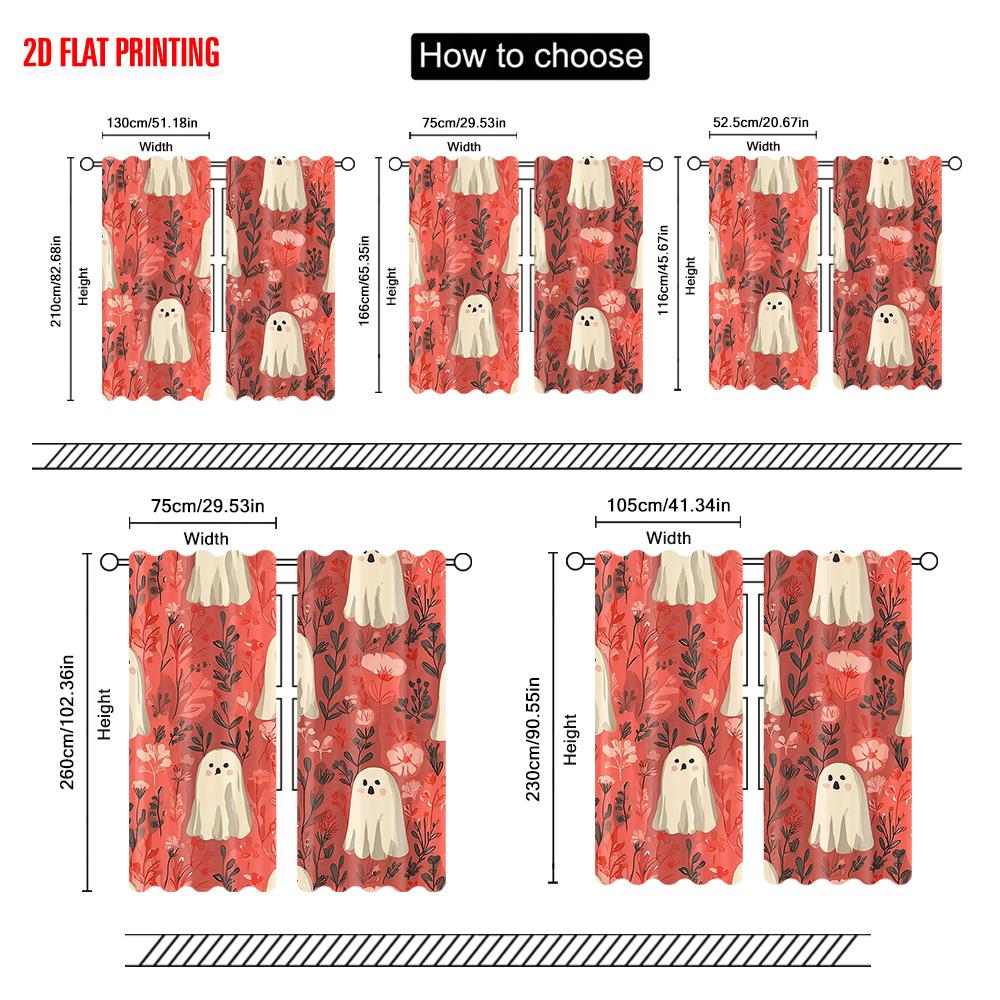2pcs   plane printing Print Curtains Ghosts and Floral Durable Polyester (without rod) Versatile All for Bedroom   Contemporary