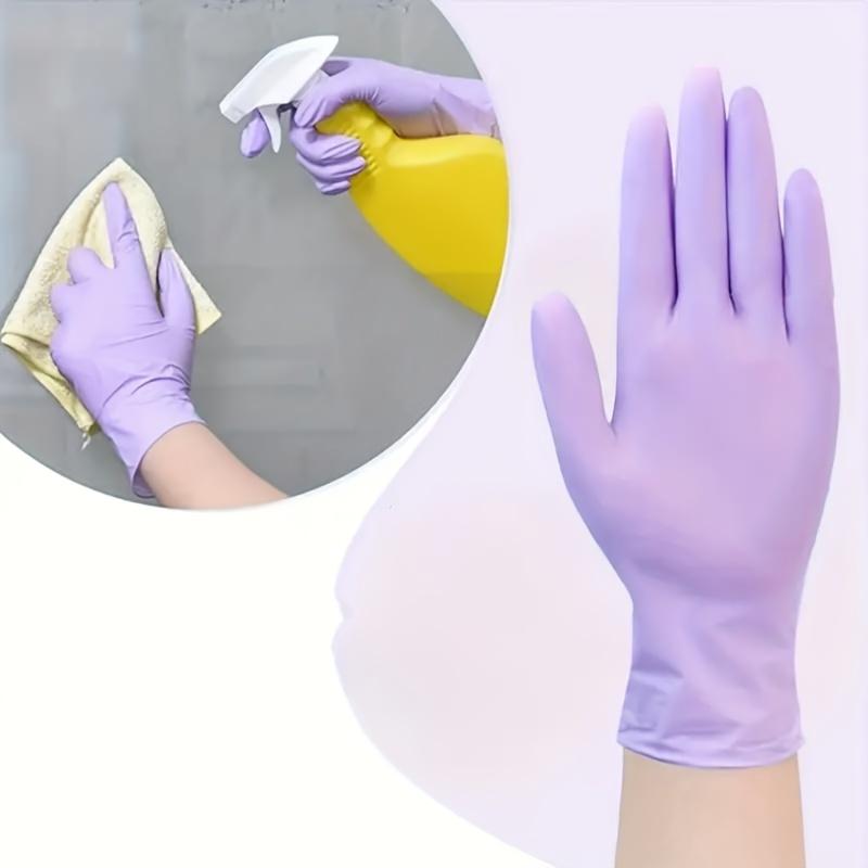 50-Pack of Purple Nitrile Cleaning Gloves Suitable for Household Cleaning, Pet Bathing, Hair Dyeing, and Nail Care. Essential 
