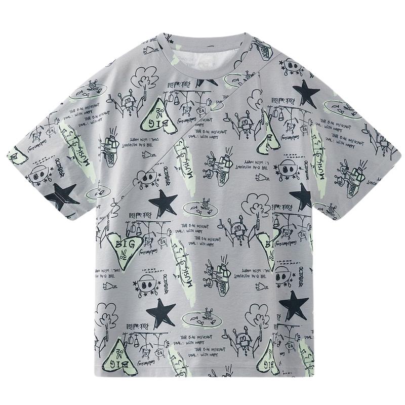 MQD Lightweight Boys  Quick-Dry Antibacterial Graffiti T-Shirt 130cm