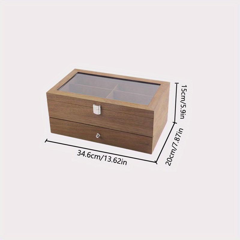 1pc 2 layers 12 grids Sunglasses wooden Storage Box with transparent Flip,Good quality,suitable for sunglasses display,organizer,collection.
