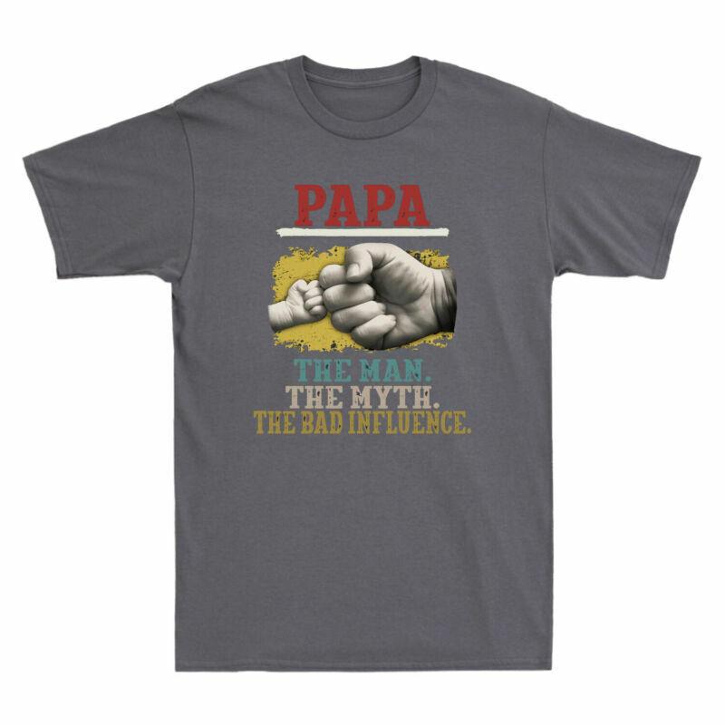 PaPa The Man The Myth Bad Influence Bump Fit Vintage T-shirt Father Day Gift XXXL