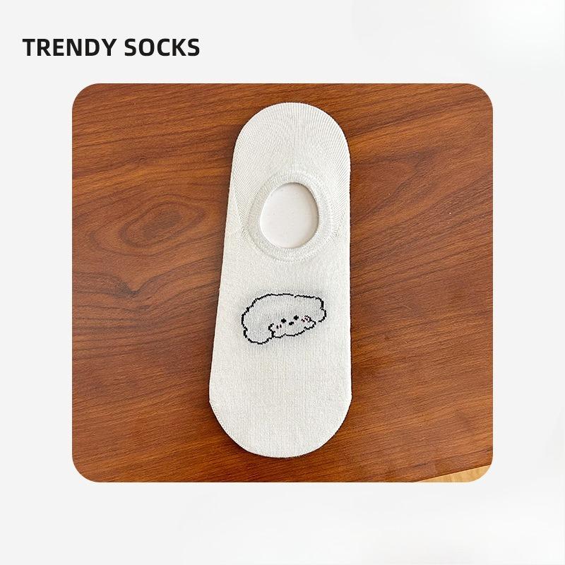 Damen Segelschuhe Frühling/Sommer Niedrig geschnitten Dünn Atmungsaktiv Schweißableitend Socken Cartoon Tier Kurze Socken