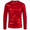 Cozy Up Men's Party Stage Glossy Long-sleeved Round Neck T-shirt