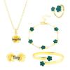European and American Hot-Selling Lucky Clover Jewelry Set: Five-Leaf Bracelet, Earrings, Necklace & Ring for Women