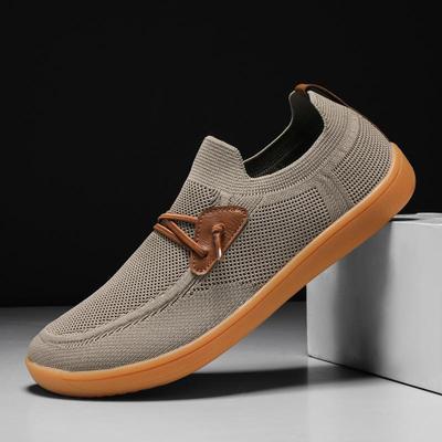 Wide Toe Men's Flats Knitted Mesh Casual Shoes Light Breathable Walking Shoes Minimalist Barefoot Outdoor Shoes Big Size 38-50