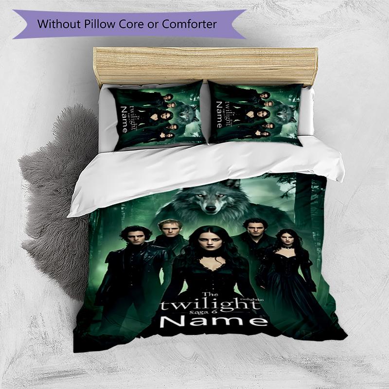 3pcs Custom Name The Twilight Saga Bedding Set Duvet Cover Closure Includes 1 Duvet Cover & 2 Pillowcases for All Seasons Bedroom Decor