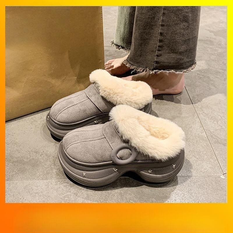 Neue Baumwollpantoffeln mit dicker Sohle für Damen mit modischen Zehenschuhen mit Anti-Rutsch-Überzug