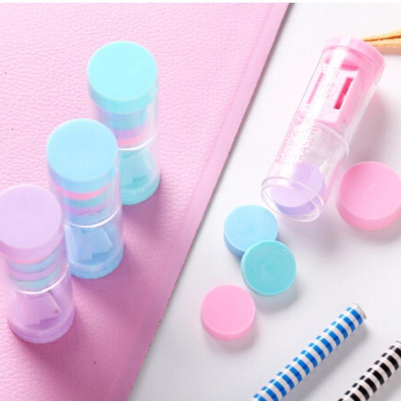 Candy Color Mini Pencil Sharpener and Erasers  Creative Stationery Environmental Pencil Sharpener St