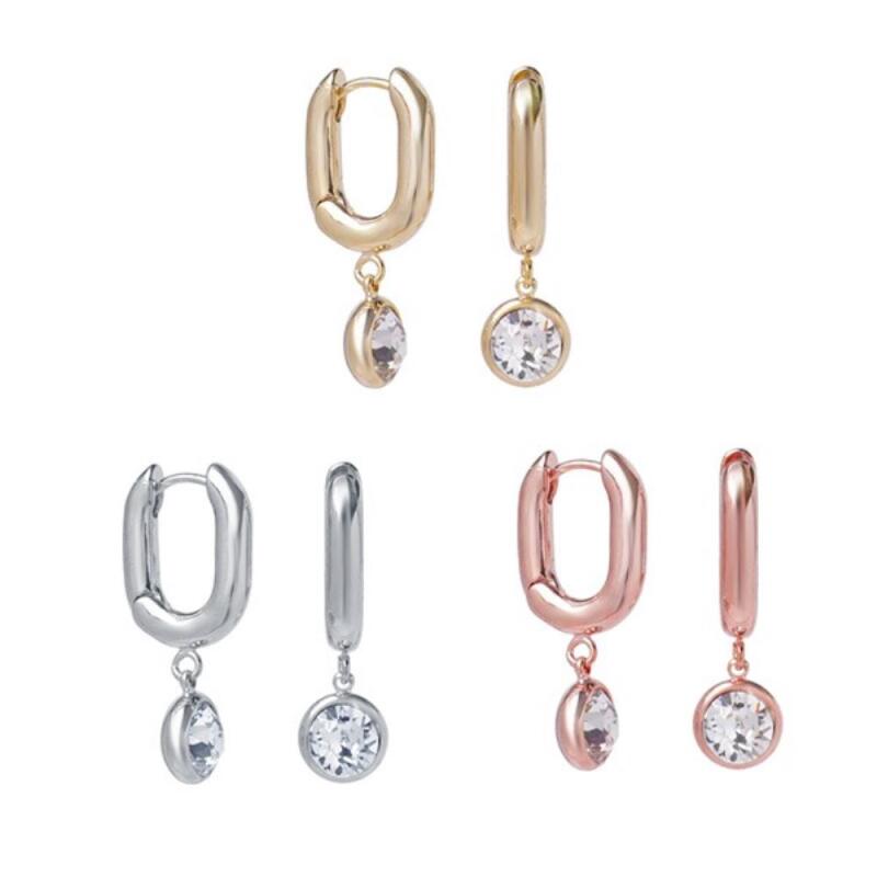

Genevieve Crystal One-Touch Earrings Women s 6mm Drop 14k rose gold plating