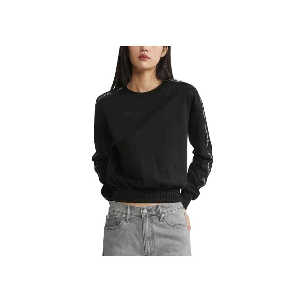 

Calvin Klein Casual Commuter Jacquard Woven Comfortable Cotton Knit Crewneck Sweatshirt Women sweatshirt Space-Black ZW02241-BEH S