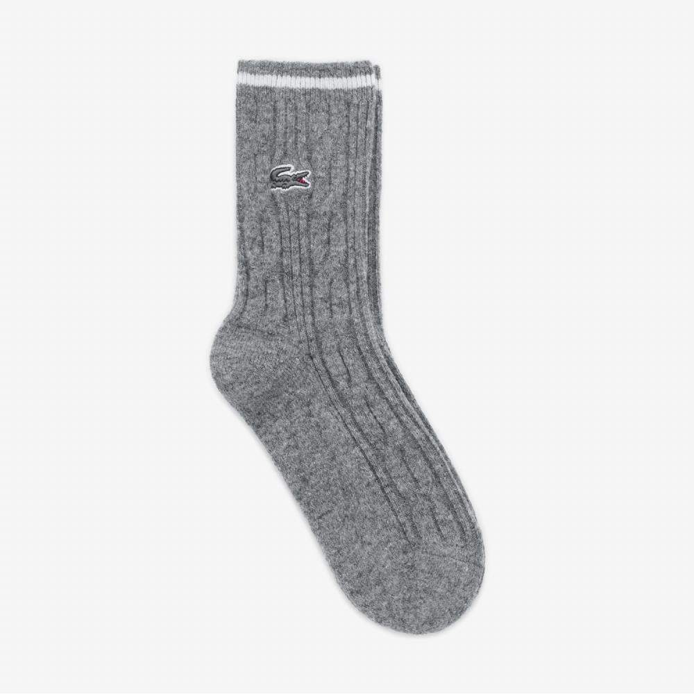 

LACOSTE Womens Wool Blend Cable Organization Medium Neck Socks RA187E53N EL6