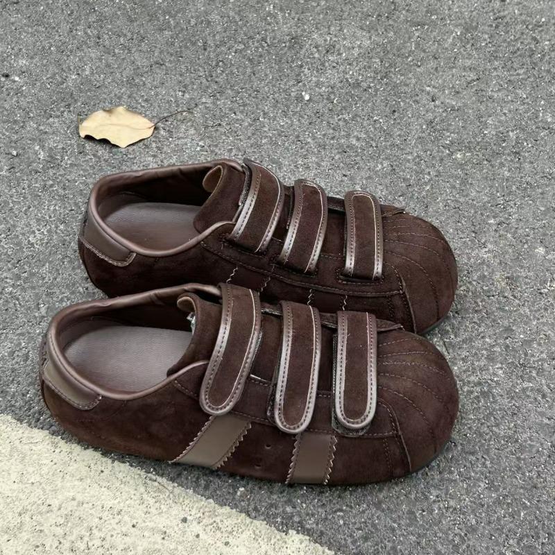 

Уродливо-милые туфли на липучке, новинка начала осени, ретро платформа, нишевый дизайн, кожаный брейк 40 коричневый