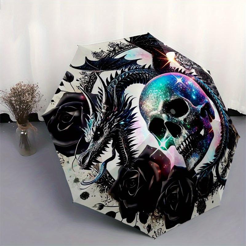 1pc Galactic Dragon Skull Roses Umbrella with Plastic Handle,Suitable for All Seasons Home Travel Outdoor UmbrellaB1861