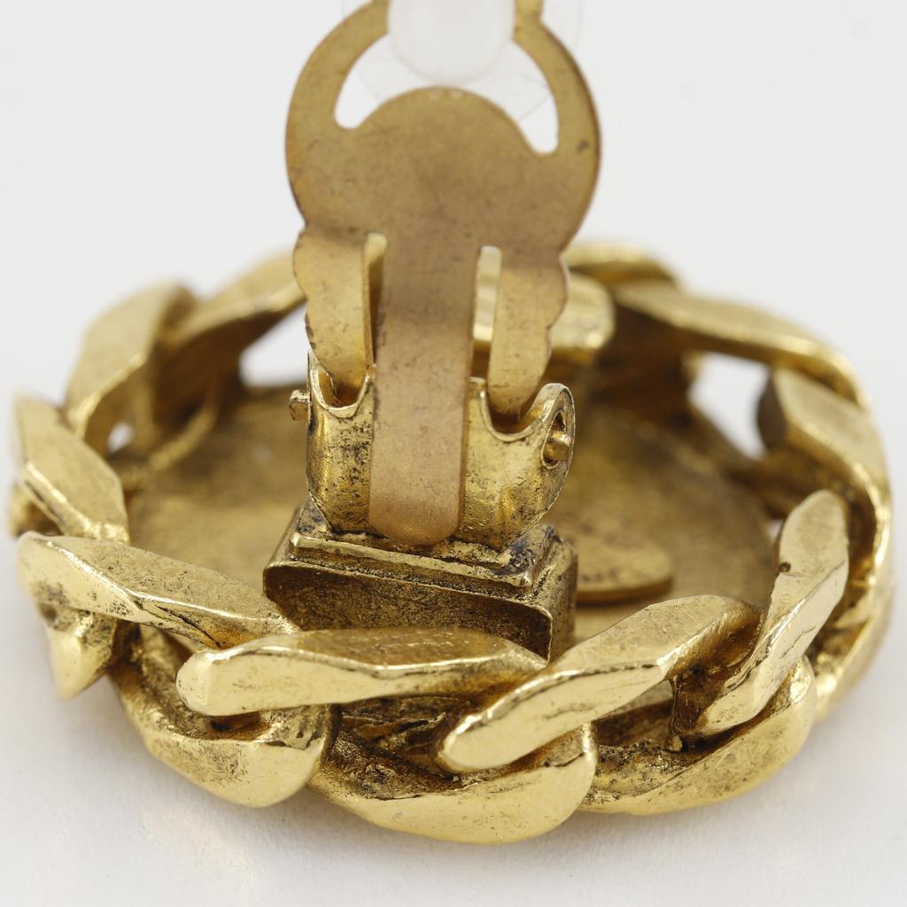 CHANEL COCO Mark Earring vintage Plated Gold/Rhinestone 27.3g Women Used