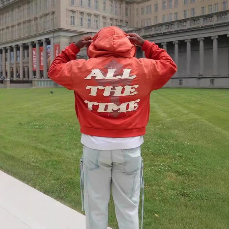 Unisex Oversized Hooded Zip-Up Sweatshirt With Embroidered Letter Patch Streetwear Casual Fall Top