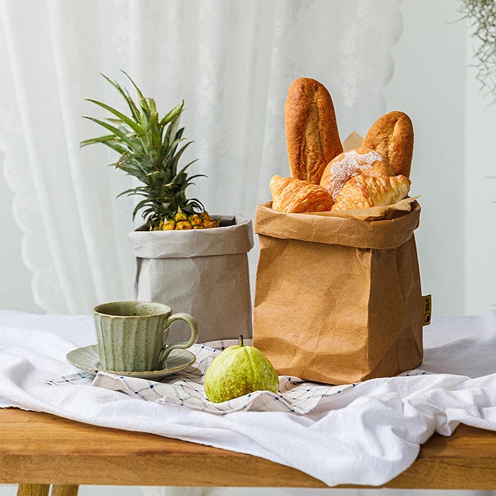 Waterproof Food Storage Bag Washable Washed Kraft Paper Snacks Bags Waterproof Bag  Food Storage