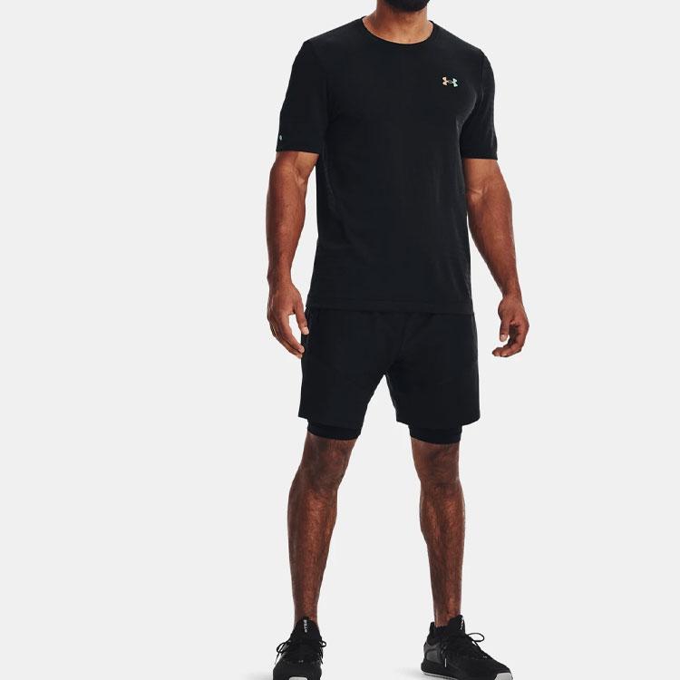 Under Armour Solid Color Logo Print Pullover T-Shirt Men Tops Black 1370441-001