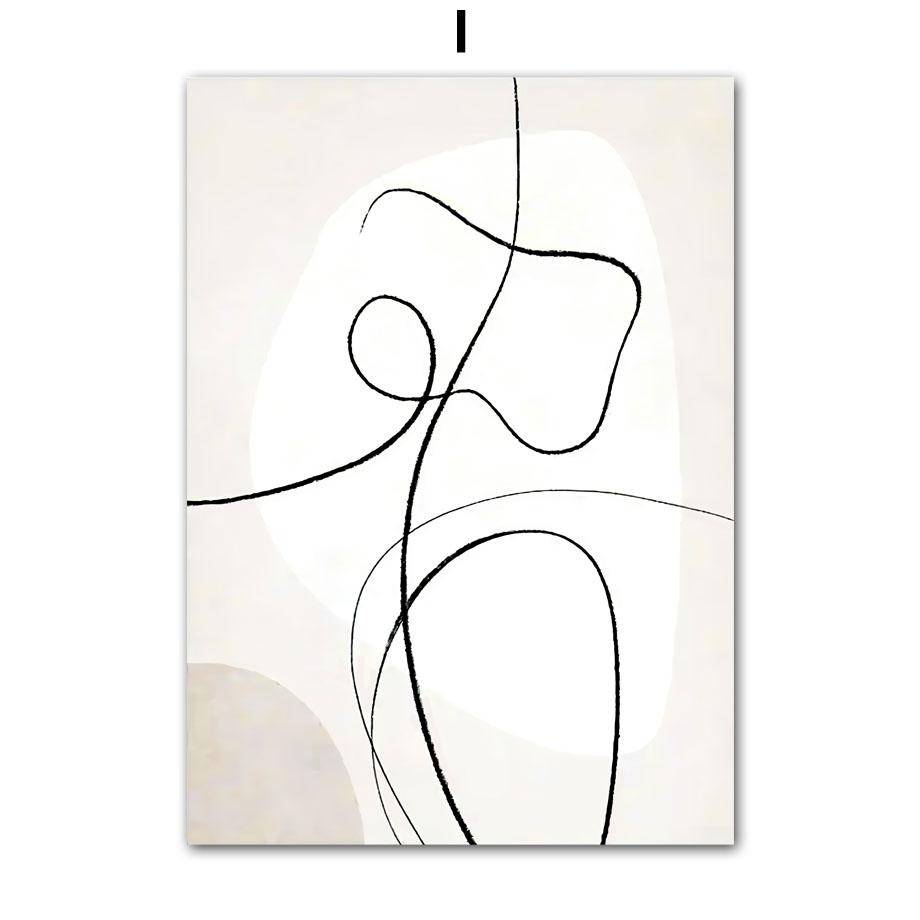 Beige Sea Grass Reed Dandelion Line Figures Wall Art Canvas Painting Posters And Prints Hotel Bar Pictures For Living Room Decor