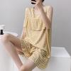Anti-bumping Pajamas Women's Summer Vest Shorts Set Cotton and Silk Loungewear Can Be Worn Outside Loose Large Size Sweet and Cute